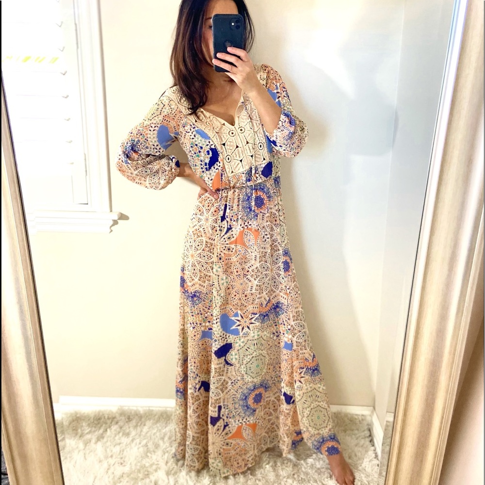 DR2 from Nordstrom print sheer boho maxi dress